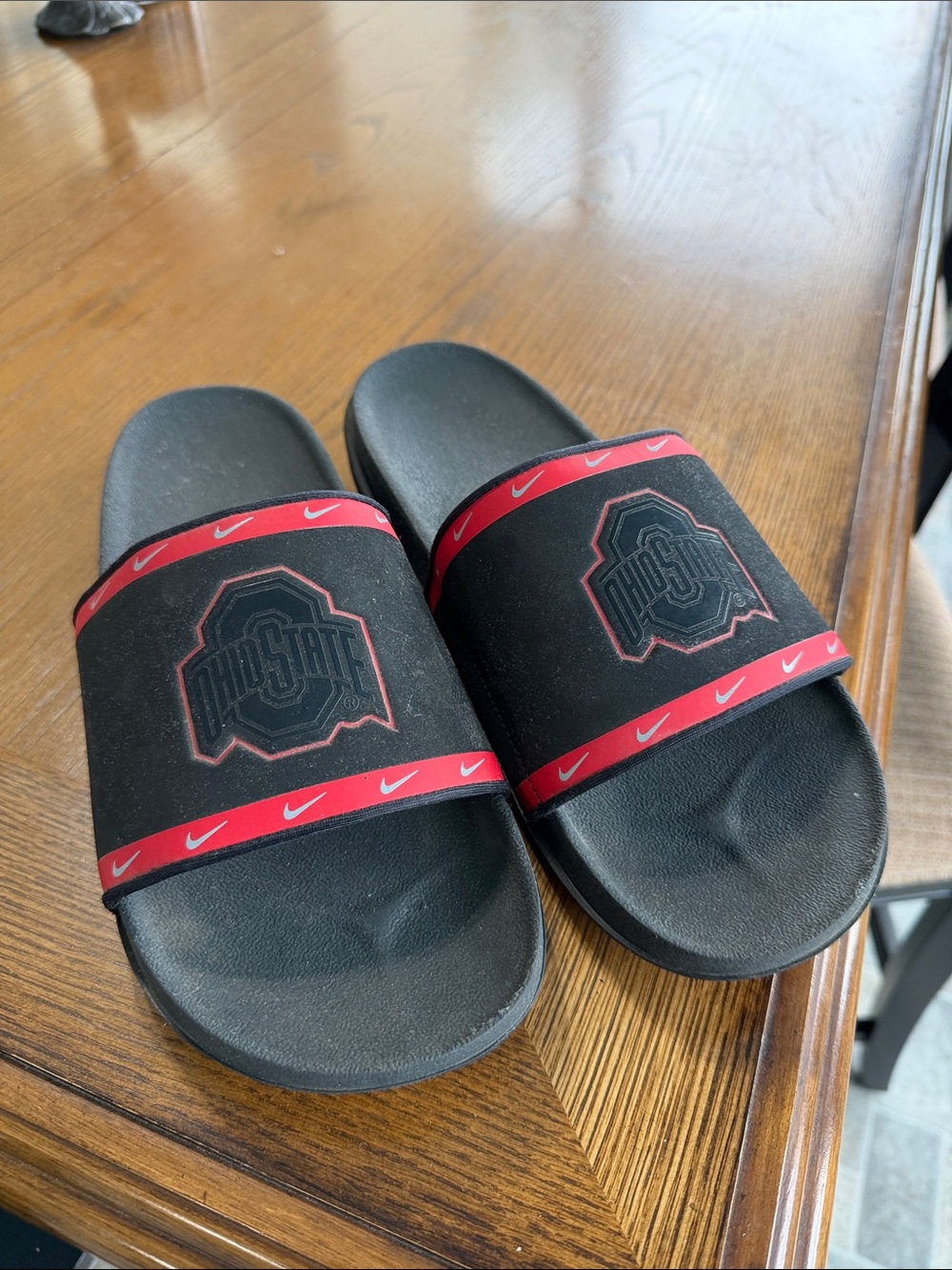 Nike Black and Red Ohio State Slide Sandals